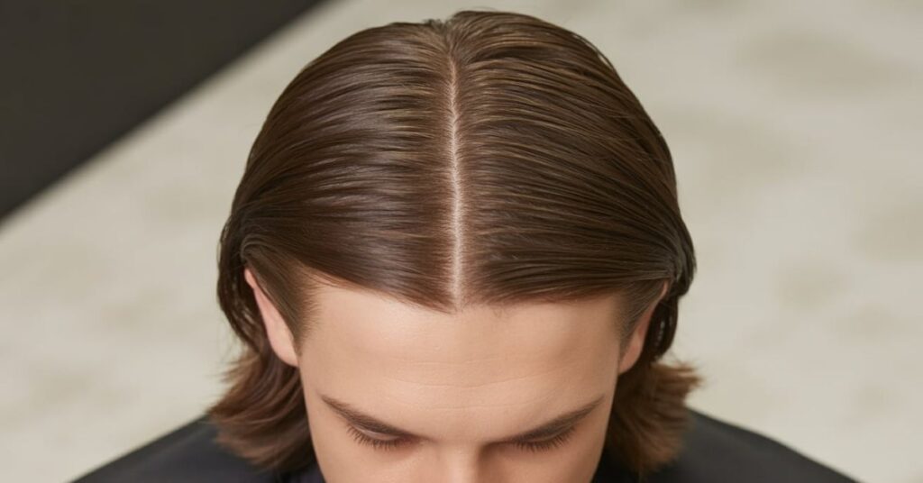 men's middle part haircut